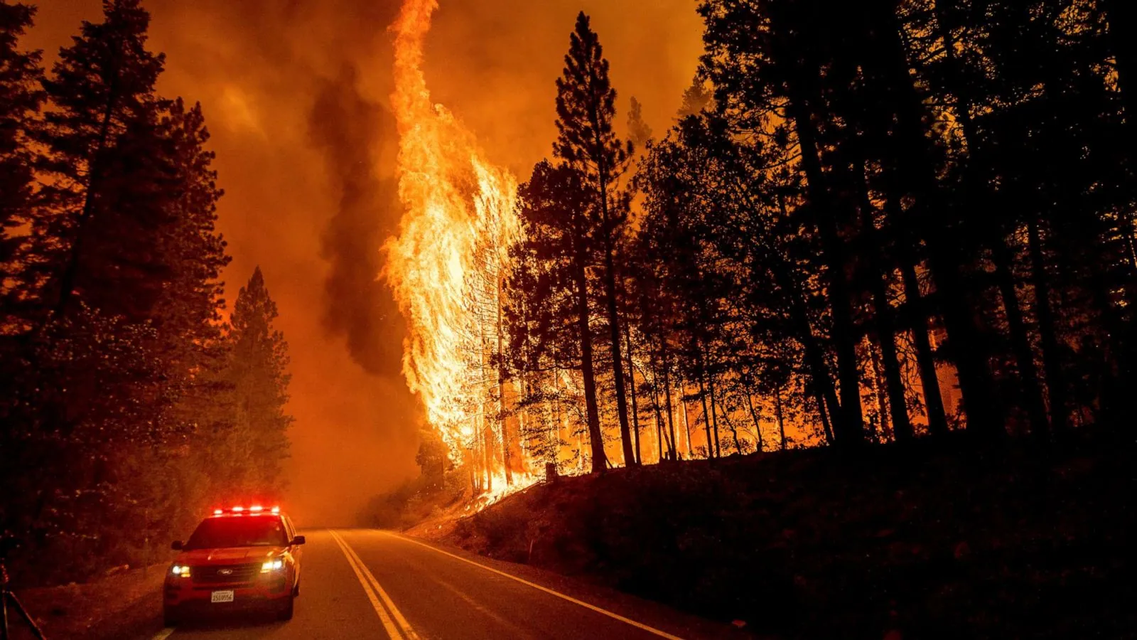 Wildfire encroaching infrastructure